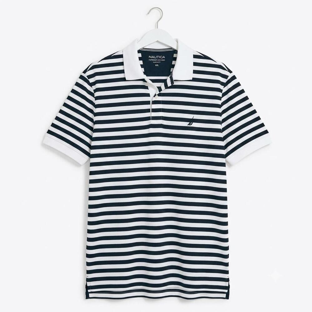 Nautica Men's Striped Performance Deck Polo Shirt